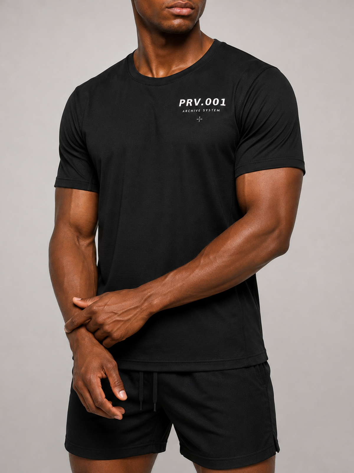 Black essential training tee in a regular athletic fit, PR Vault Drop 001