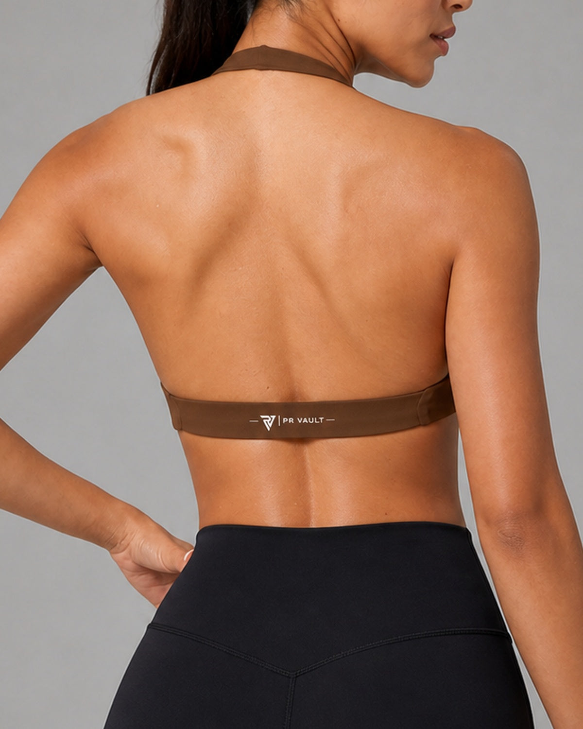 Women's Halter Sports Bra — Brown | Drop 001