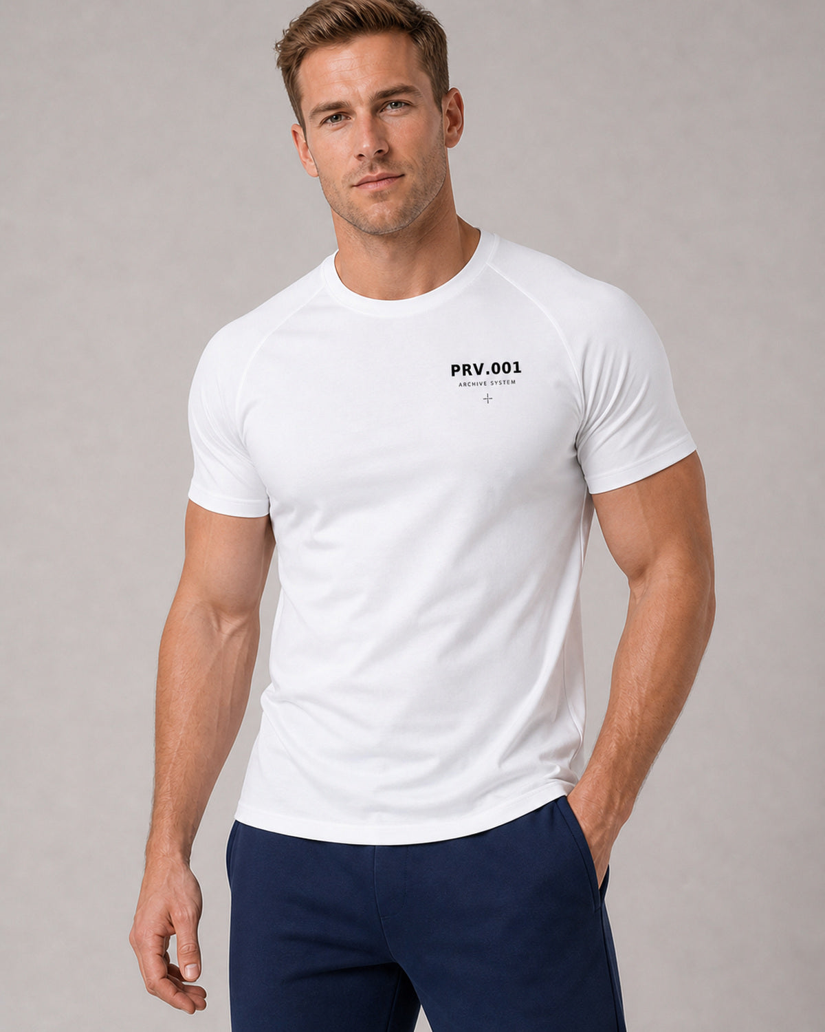 Muscle Fit Tee — White | Drop 001